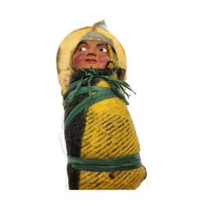 Vintage Composite Baby Skookum Doll in Blanket, Native American Papoose, 1930s